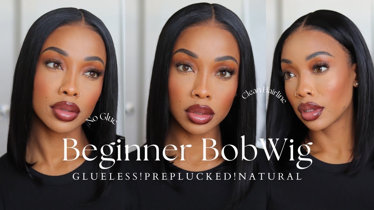 THROW OUT THE SCISSOR & TWEEZERS!PRE PLUCKED, PRECUT, GLUELESS BOB ,Perfect For Beginners!ft Klaiyi