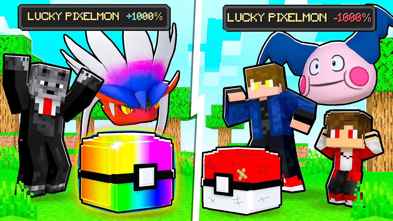 TROLLEI meus AMIGOS CRIANDO a LUCKY PIXELMON -1000 sem POKEMON LENDÁRIO no MINECRAFT