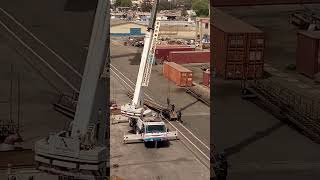 Another busy day in the dry dock. Heavy lifting operation in progress with the mobile crane.