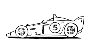 How to draw a Race Car step by step - Kolay Yarış Arabası Çizimi - Basit Spor Araba Nasıl Çizilir