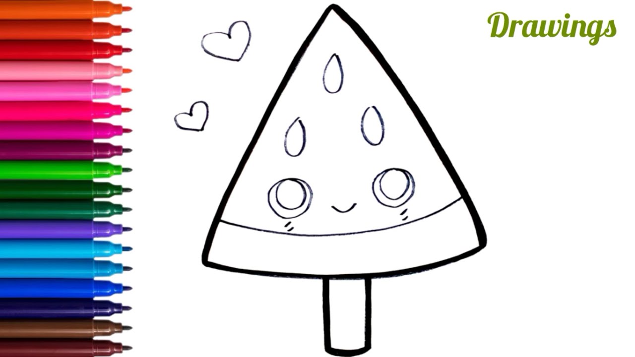 Watermelon Ice Cream Drawing | How To Draw a Cute Ice Cream Easy | Drawings For Kids
