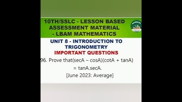 #96#10thmaths#SSLC LBAM Maths 2026#unit8#prove#Introduction totrigonometry#10thexam #sslcmaths2026