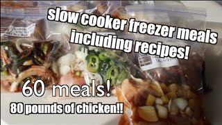 Freezer cooking 80lbs of chicken!! IN about 2 hours!! 60 meals with recipes and instructions!