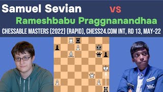 Samuel Sevian vs R Praggnanandhaa ||Airthings Masters Div 3 (2023) (rapid), chess.com INT, rd 16