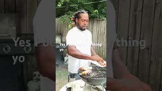 Cooking on the grill right now #htx #hotdog #motivation #couple #funny #funnyvideo