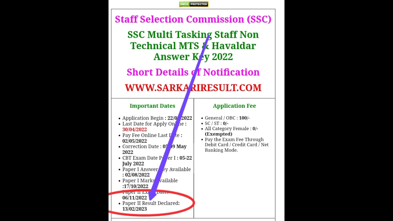 SSC Multi Tasking Staff MTS & Havaldar Recruitment 2021 PET/PST Result 2023
