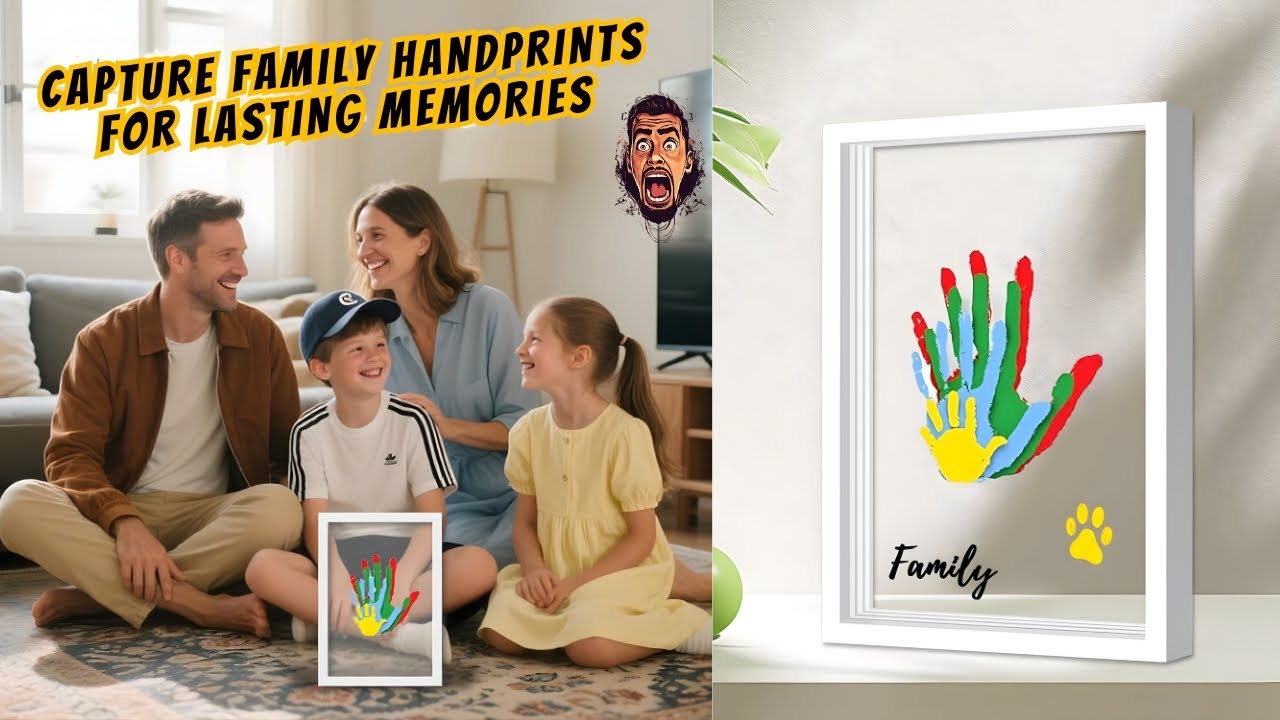 FULL FAMILY HAND PRINT FRAME With 5 Glass 