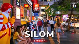 【4K HDR】Bangkok Silom Area 🇹🇭 Nightlife and Business Hub