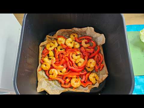 Airfryer Shrimp with Peppers! A ridiculously lazy recipe!