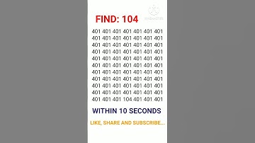 Thumbnail of FIND THE NUMBER #104 WITHIN 10 SECONDS||#iqtest #logicpuzzles #findnumber #songs #music #viral #yt