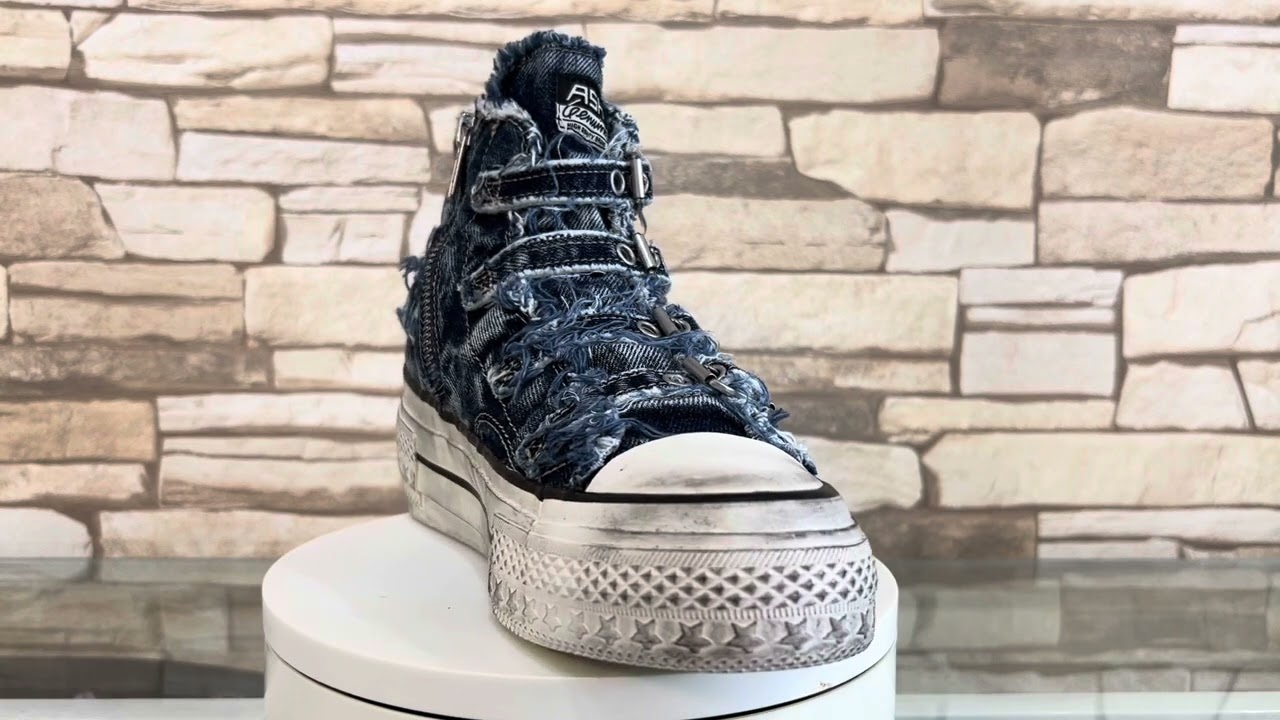 週末限定お値引き✨ASH 厚底デニムハイカットスニーカー 正規品　　23cm ASH（アッシュ）【RAINBOW WASHED CANVAS】デニムハイカットスニーカー