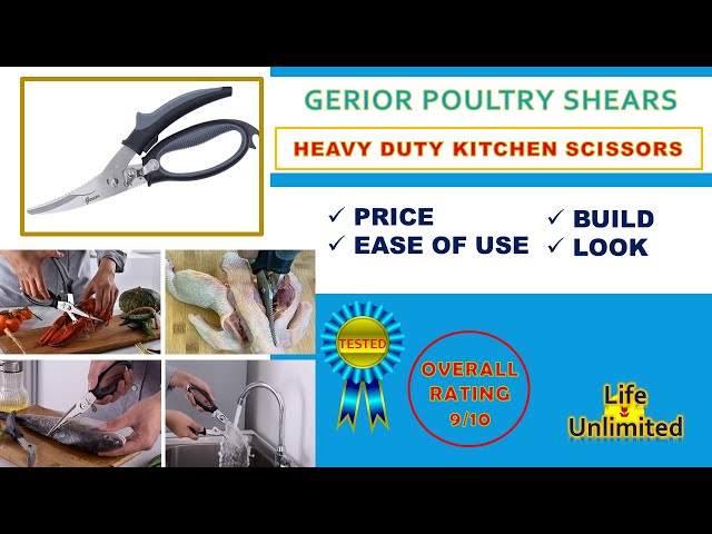 Gerior Heavy Duty Poultry Shears - Kitchen Scissors for Cutting Chicken, Poultry, Game, Meat - Chopping Vegetable - Spring Loaded