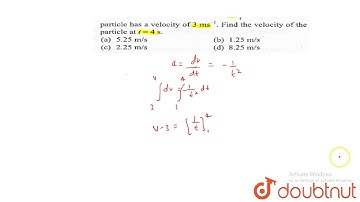 A particle moves in a straight line with an acceleration `a ms^-2` at time \