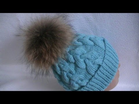 Вязание  шапки узором  "Коса  "Knitting caps pattern "Spit"