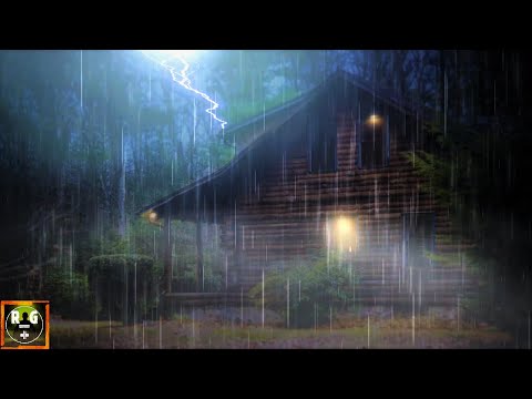 Heavy Rain and Thunder on Log Cabin | Loud Thunderstorm Sounds for Sleeping, Relaxing | 8 Hours