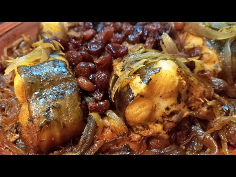 طاجين الصنور بالبصل والزبيب معلك وبنين بمذاق لايقاوم 