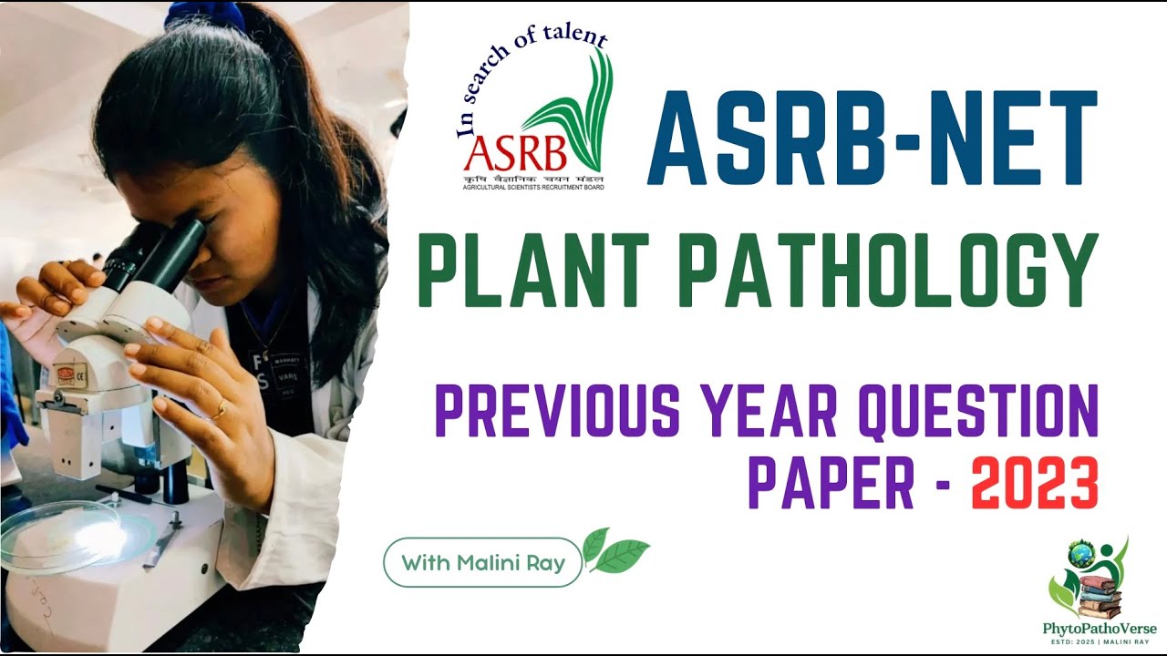 Previous Year Question Paper 2023 | ASRB ICAR NET - Plant Pathology | ARS | SMS | STO | Malini Ray