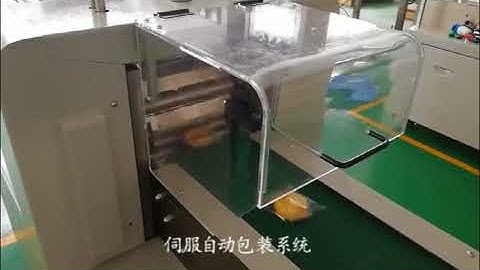 bakery servo controlled packing machine/ cake flow packaging machine with 2 servo motor controlled