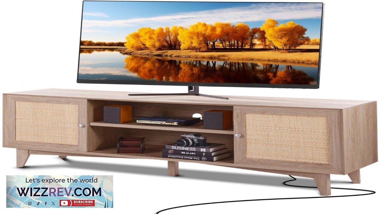 VEVOR Rattan TV Stand Mid Century Modern TV Stand for 75 inch