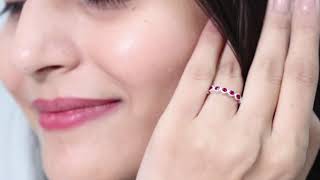 2 CT Round Ruby Full Eternity Ring in Bezel Setting