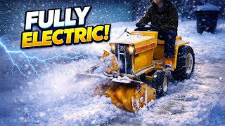 1972 Electric Tractor Snowblowing Winter Storm