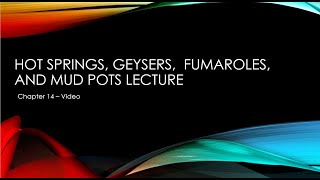 Hydrothermal Features (Chapter 14) Lecture