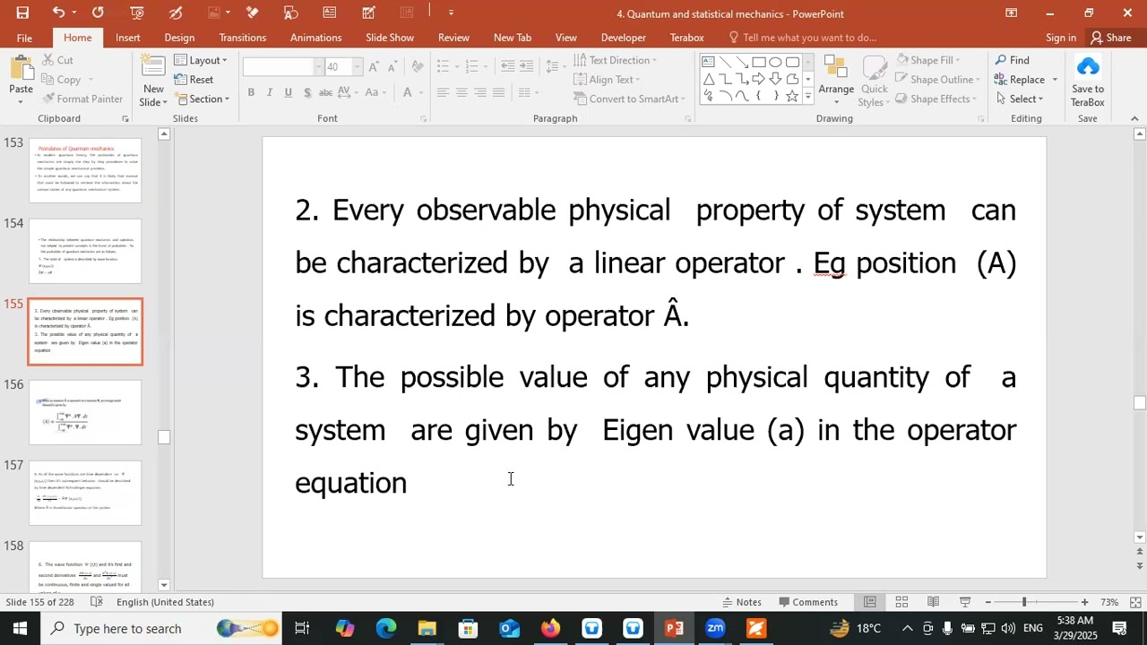 Postulates of Quantum mechanics/Quantum and statistical mechanics/CHEM401