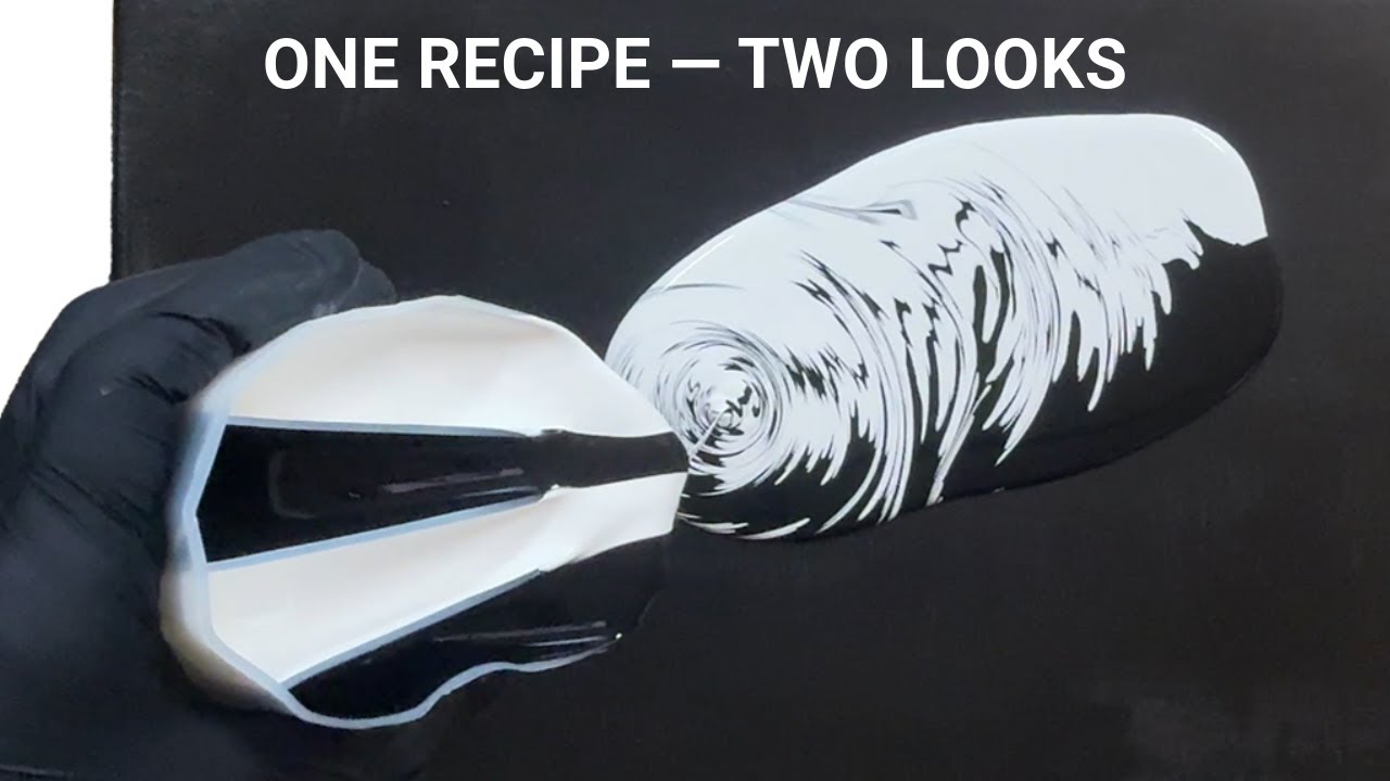 Acrylic pour painting | 🖤🎨🤍 ONLY Black and White  | Must see split cup 