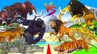 10 African Elephant vs 10 Zombie Bull vs Giant Snake Attack Cow Buffalo Saved By Gorilla Mastodon