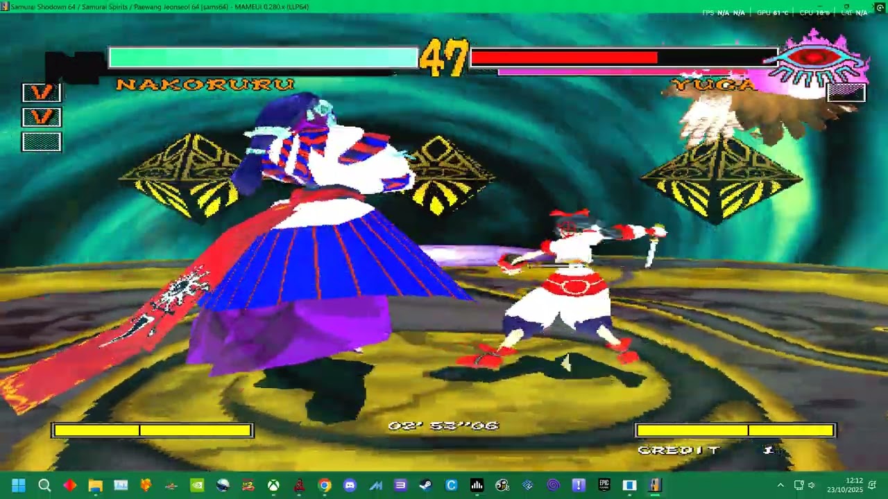 MAME 282 HNG64 - SAMURAI SHODOWN 64  - NAKO-RURU - ARCADE MODE -    4K UK ARCADES