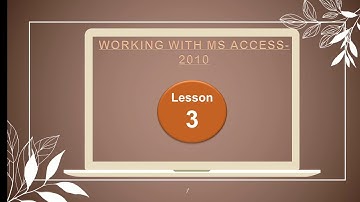 Class-8th || Chapter-3 Working with MS Access-2010