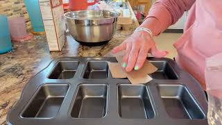 Mini loaf pan with mess free liners!! So nice!