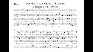 Bach Hymnbook 192: Mit Fried und Freud ich fahr dahin Bach Hymnbook 192: Mit Fried und Freud ich fahr dahin
