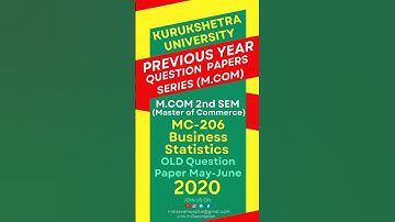 Business Statistics 2020 Kuk M.Com 2nd Sem Previous Year Question Paper #mcom #exam #kuk