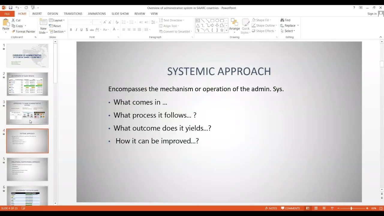 An overview of SAARC Administrative System
