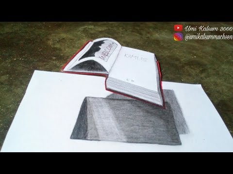 Aneh..   buku ajaib...  menggambar 3D Buku lembaran terbuka sendiri... 