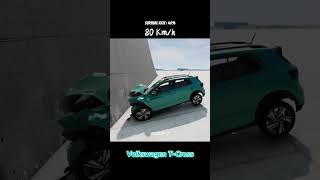 🚗💥 Survival Test of Volkswagen T-Cross 😱 Impact will shocked you #Shorts #carcrash #VolkswagenTCross