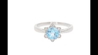 Custom Design 14K White Gold Diamond & Blue Topaz Star Ring Wealth