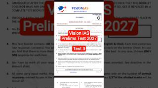 Vision IAS Prelims Test 3 | Vision IAS prelims test series 2027 | UPSC Prelims Test series 2027