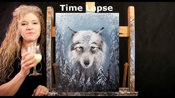 TIME LAPSE - Leer hoe je een ARCTISCH WOLF schildert met acrylverf - Leuke winterdier-stap-voor-s...