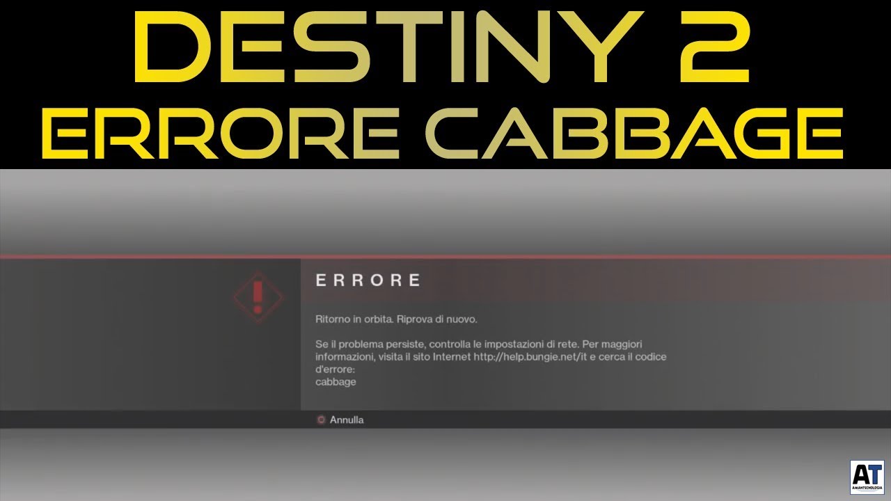 COME RISOLVERE L'ERRORE CABBAGE SU DESTINY 2 [ITA] - YouTube