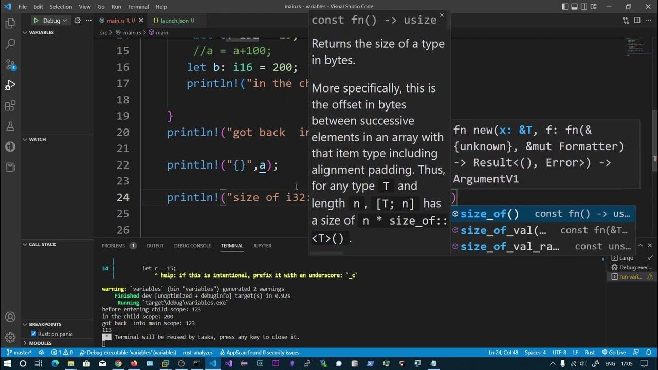 Rust - Variables, scope and shadowing - YouTube