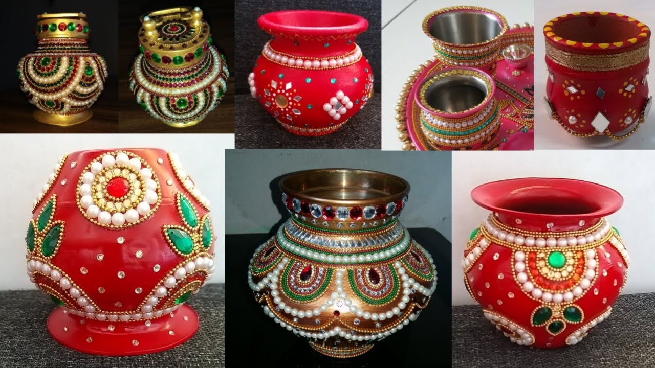 419. नवरात्री के लिए कलश डेकोरेशन | Kalash Decoration | विवाह कलश डेकोरेशन | Pot Decoration