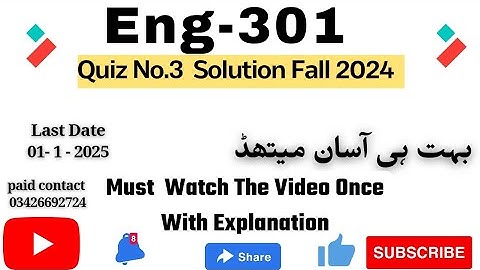Eng301 Quiz No.3  Solution Fall 2024