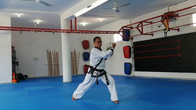 Tema dos Jogos Olímpicos com meninos fazendo taekwando 431856