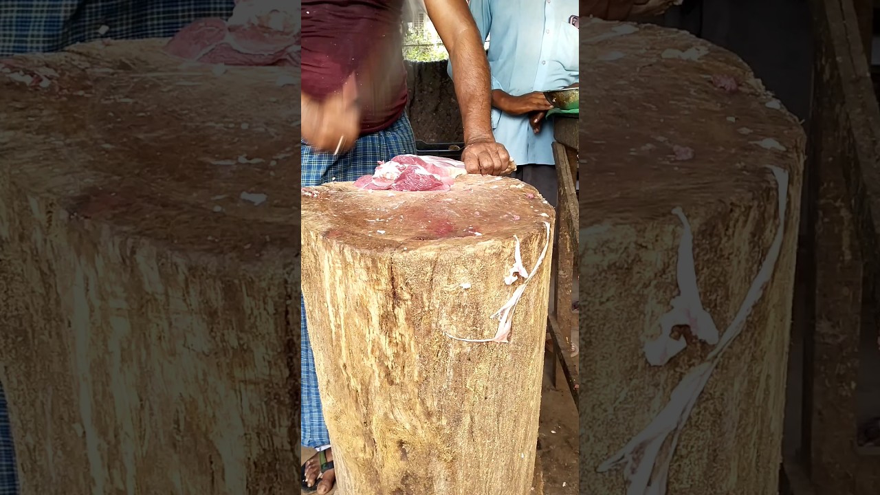 Mutton cutting skills Village style.