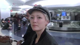 Pom Klementieff talks about Guardians Of The Galaxy 2 while arriving at LAX Airport in Los Angeles
