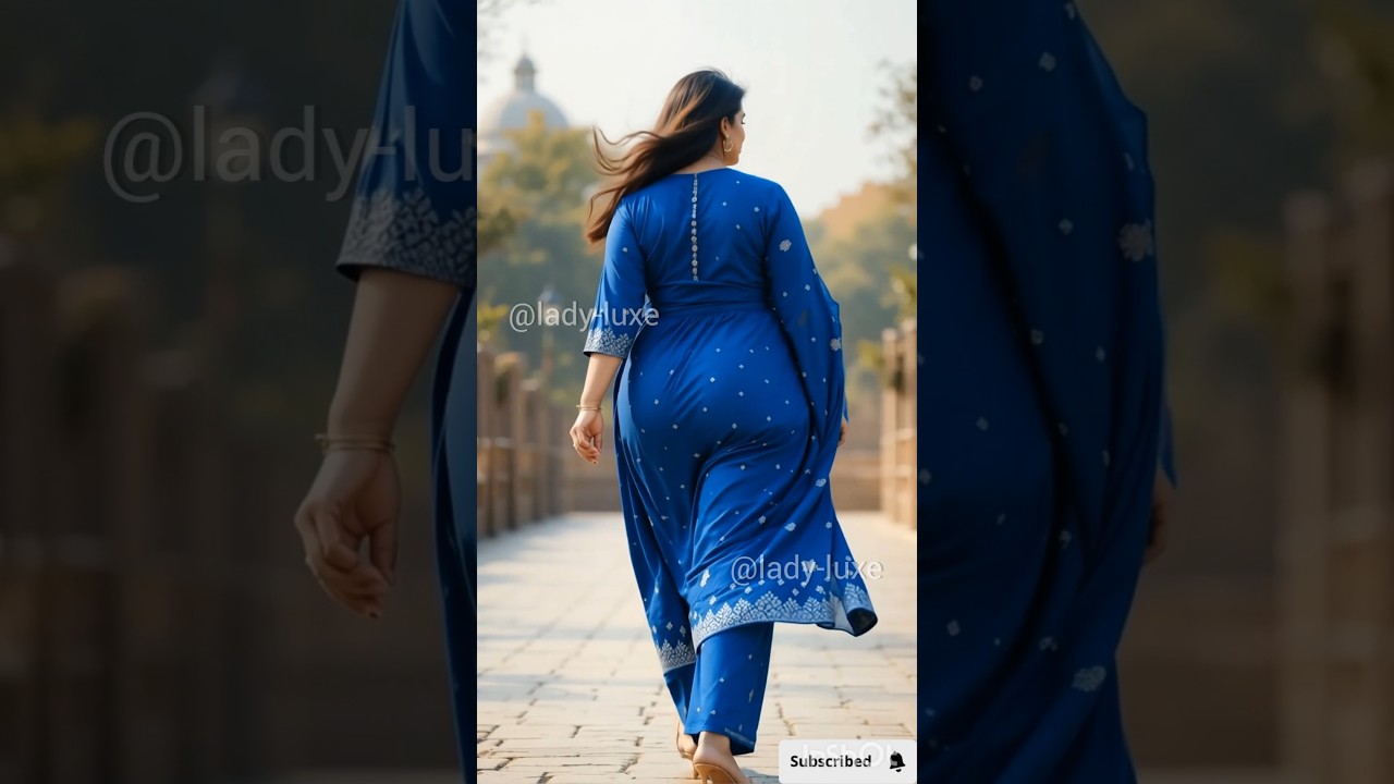 "Royal Blue Plus-Size Salwar Kameez | Graceful Walk in 4K | @lady-luxe"
