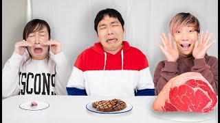 大中小どのサイズが来るかわからない大食い！選んだ料理食べきらないと終われません！残した人は全額自腹！