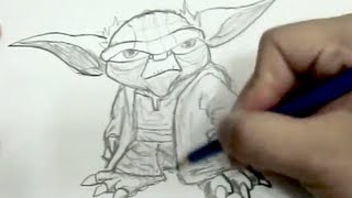 wars yoda jedi star draw